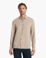 Long Sleeve Knit Twill Button Down