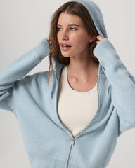 Émilie Full Zip Cashmere Rib Hoodie