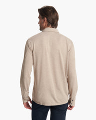 Long Sleeve Knit Twill Button Down
